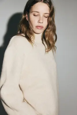 Pull à col cheminée - Beige clair — photo 1