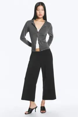 Cardigan ajusté en jersey - Gris foncé délavé — photo 1