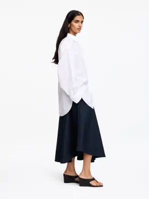 Jupe large en coton - Bleu foncé — photo 1
