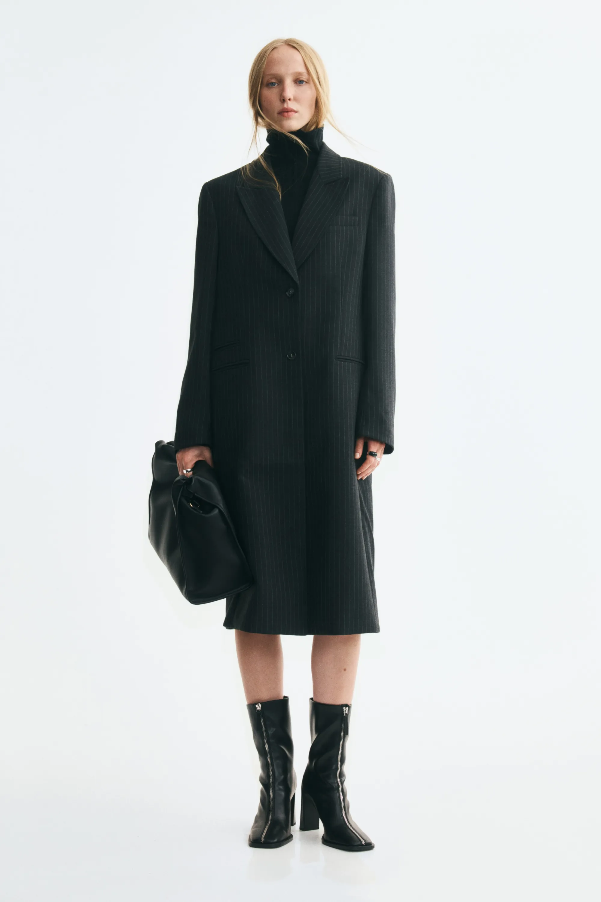Blazer long à épaulettes - Gris foncé/rayures tennis