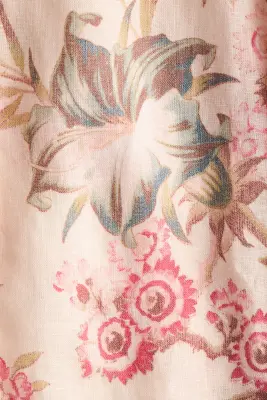 Chemise en lin - Beige clair/fleuri — photo 3