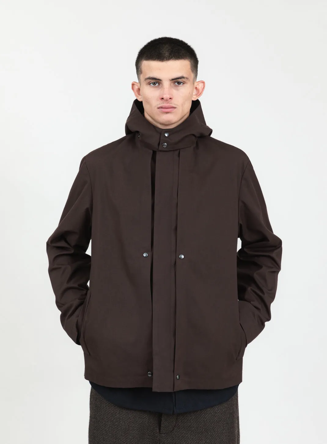 Multi Pockets Flapped Parka in Chocolate Waterproof Teflon