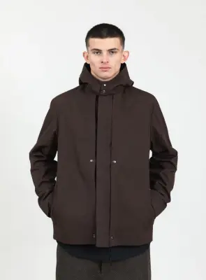 Multi Pockets Flapped Parka in Chocolate Waterproof Teflon