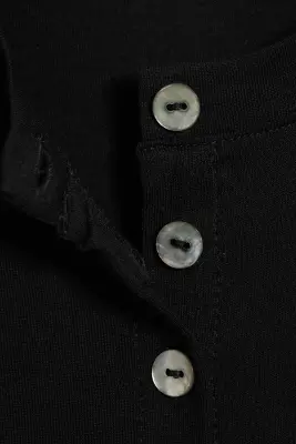 Cardigan à boutons en perle d’imitation - Noir — photo 3