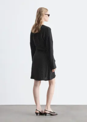 Robe courte portefeuille - Noir/À pois — photo 5