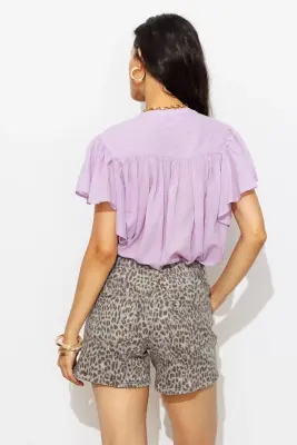 Short en toile motif léopard — photo 4