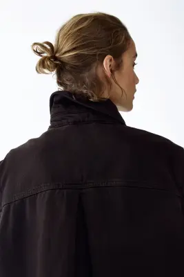 Veste-chemise en twill de coton - Marron foncé — photo 3