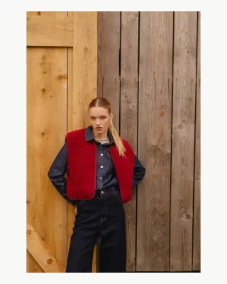 Gilet sans manches Camy rouge en mérinos – Yoko — photo 2