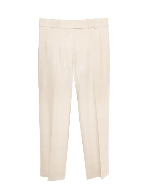 Pantalon droit en soie beige tissé Taille 42  Prix boutique 1250€ Taille 42