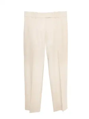 Pantalon droit en soie beige tissé Taille 42  Prix boutique 1250€ Taille 42 — photo 1