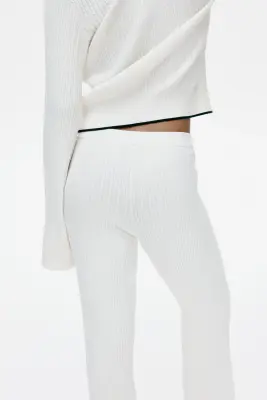 Pantalon évasé en maille torsadée - Blanc — photo 3