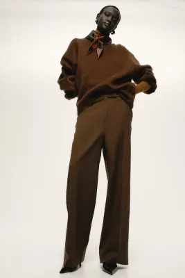 Pantalon chic taille haute - Marron — photo 1