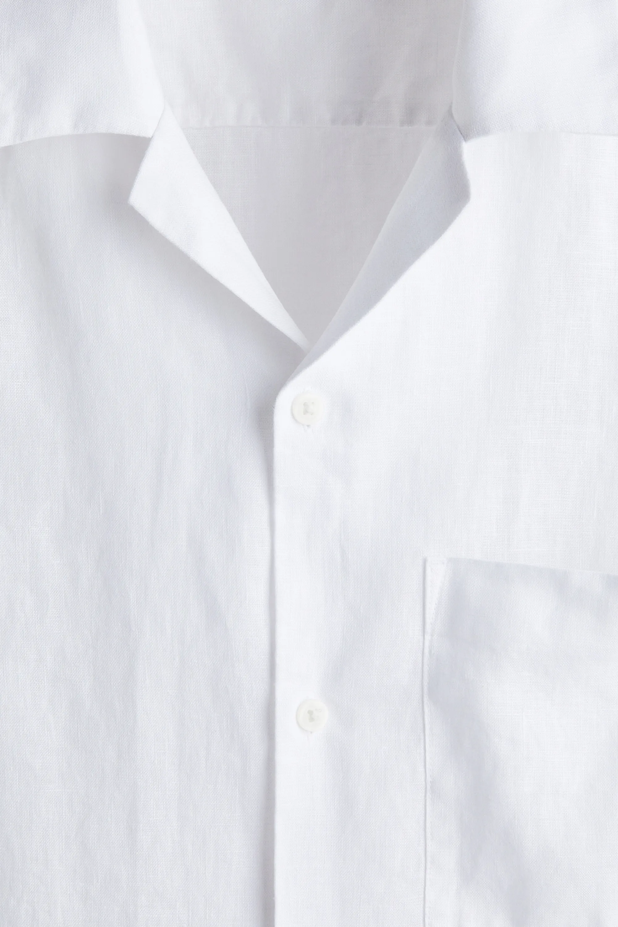 Chemise Regular Fit en lin avec col cubain - Blanc