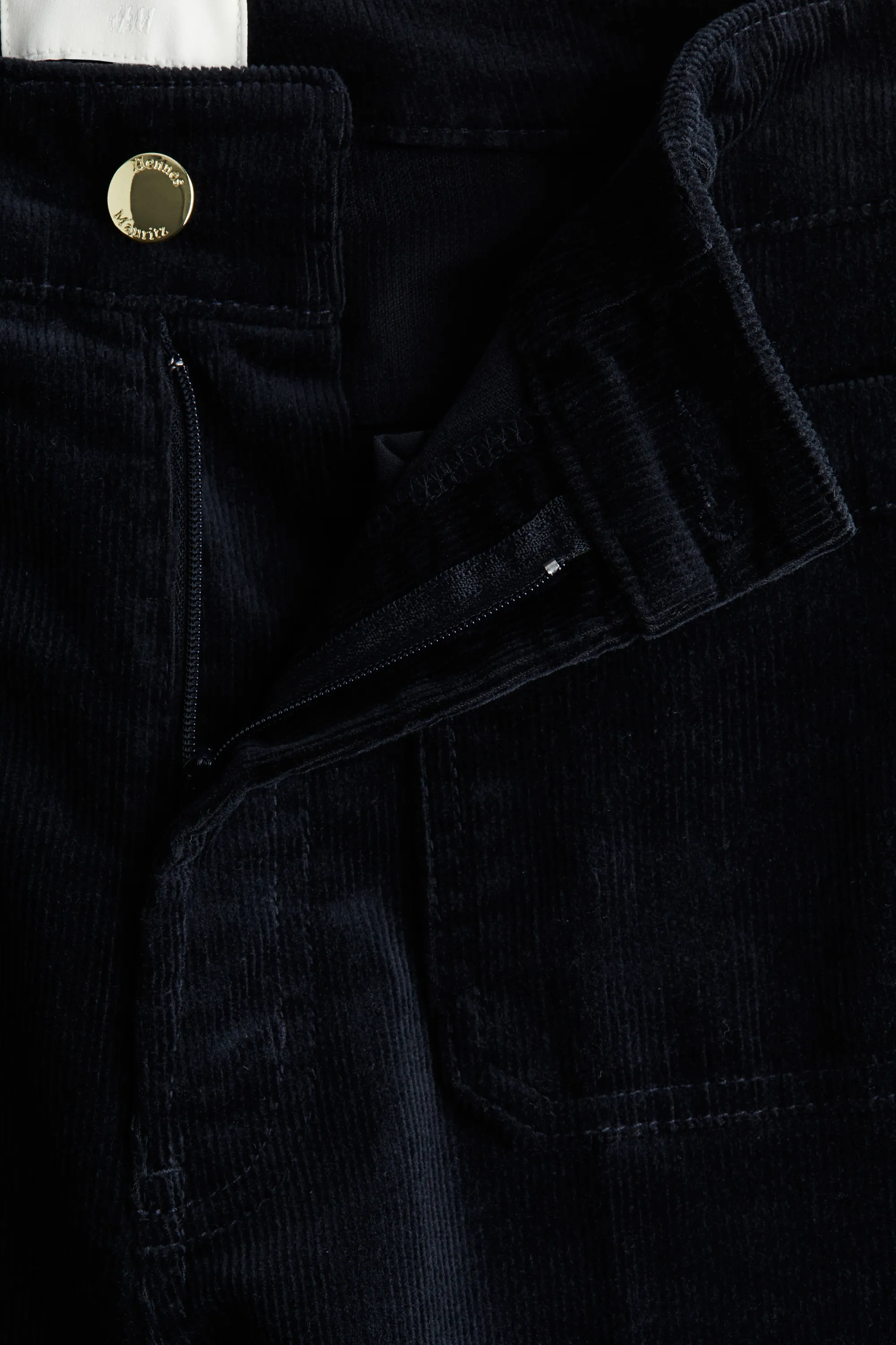 Pantalon évasé en velours côtelé - Bleu marine