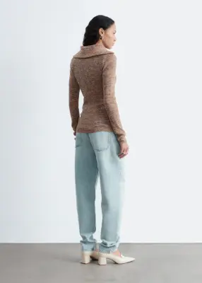 Haut à demi-fermeture zippée en maille chinée - Orange/Chiné — photo 5