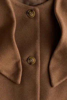Scarf-collar twill jacket - Marron — photo 5