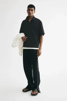 Chemise Relaxed Fit avec col cubain - Noir — photo 2
