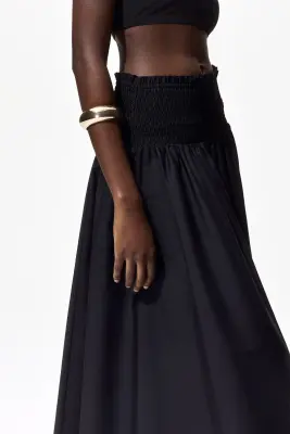 Jupe à taille smockée - Noir — photo 2