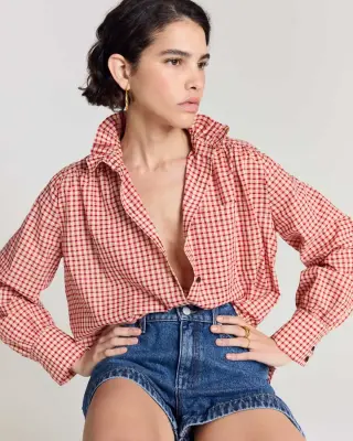 Chemise Leonor vichy rouge et jaune — photo 5