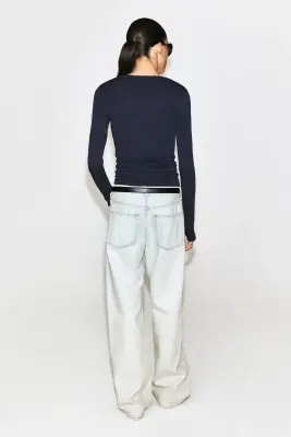 TOP SLIM EN LAINE MÉRINOS - BLEU MARINE — photo 4