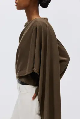 Pull avec détail façon écharpe - Taupe foncé — photo 4
