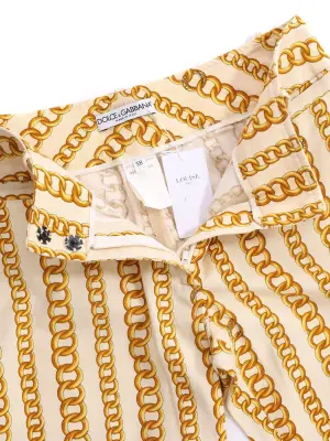Pantalon slim fit en toile de coton beige imprimé chaînes jaunes Prix boutique 995€ Taille XS — photo 4