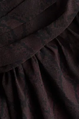 Robe froncée en mousseline - Marron foncé/motif — photo 4