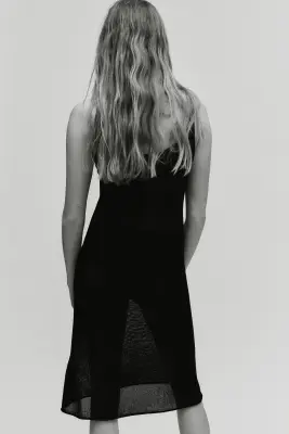 Robe à bretelles fines en maille - Noir — photo 1