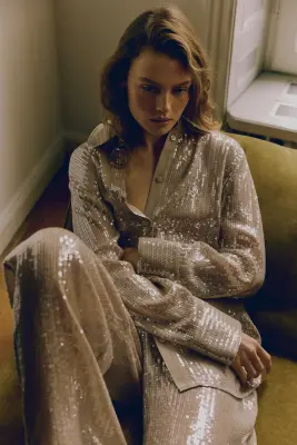 Chemise à sequins - Beige — photo 2