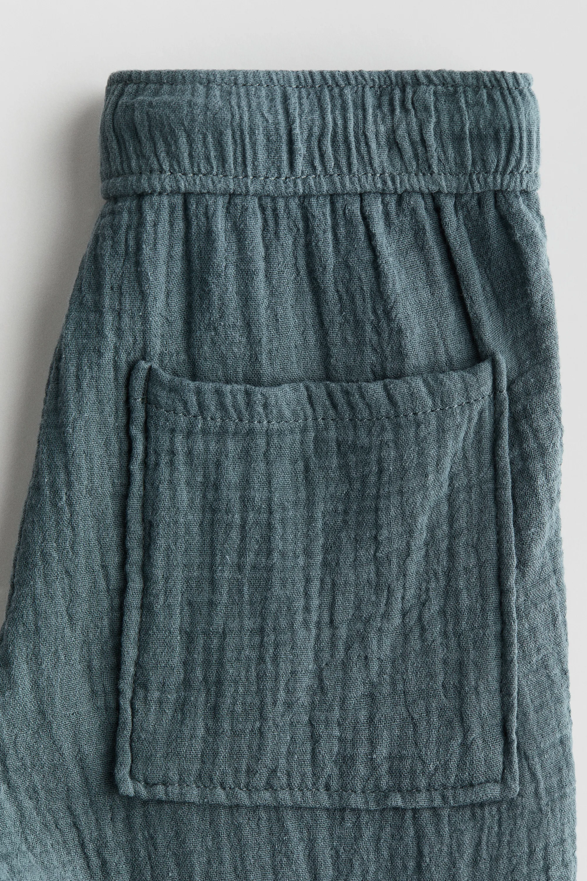 Pantalon à cordon en mousseline - Bleu canard