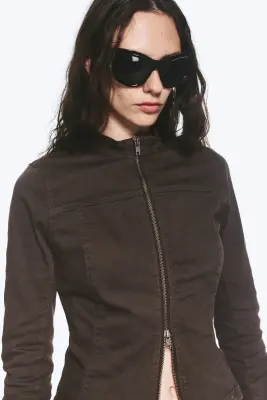 VESTE STRUCTURÉE SLIM EN COTON GENEVIEVE - Gris foncé — photo 2