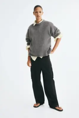 Pull oversize en mohair mélangé - Gris ancien foncé — photo 1