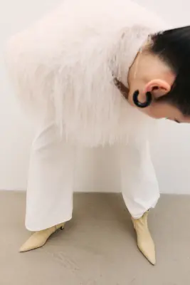 Bottines chaussettes à talon - Beige clair — photo 1