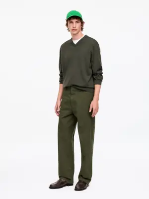Pantalon chino large de style utilitaire - Vert kaki — photo 1