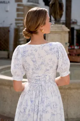 Lacey Maxi Dress - Blue Toile de Jouy Birds — photo 4