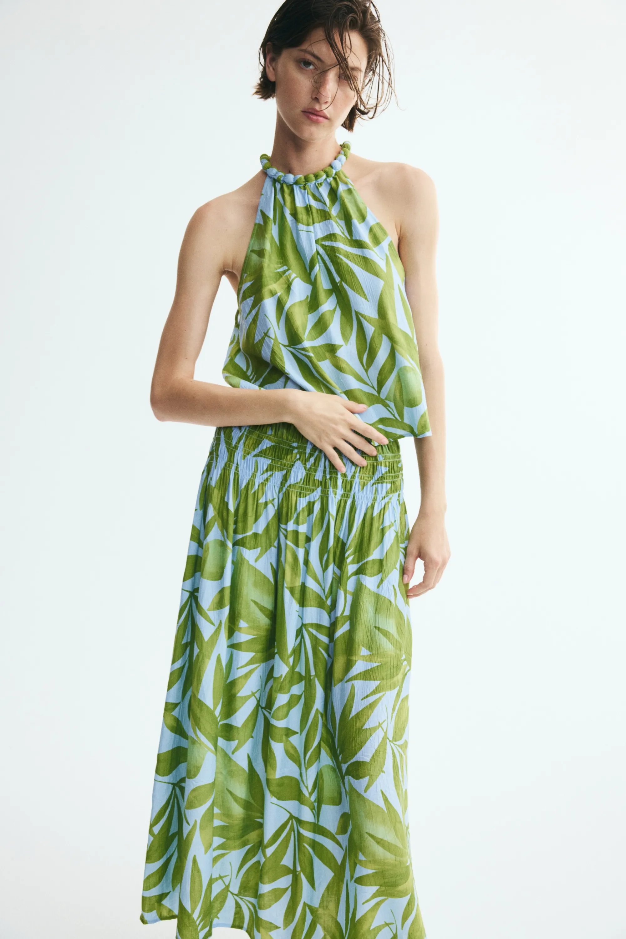 Top en maille texturée - Vert/feuilles
