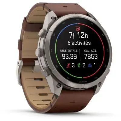 Garmin Fenix 9 Pro InReach amoled 51mm Sapphire Titane bracelet cuir noisette 010-04337-41 — photo 4