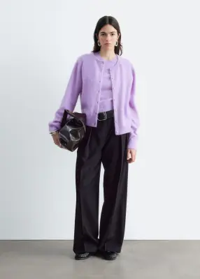 Cardigan en cachemire brossé - Lilas — photo 1