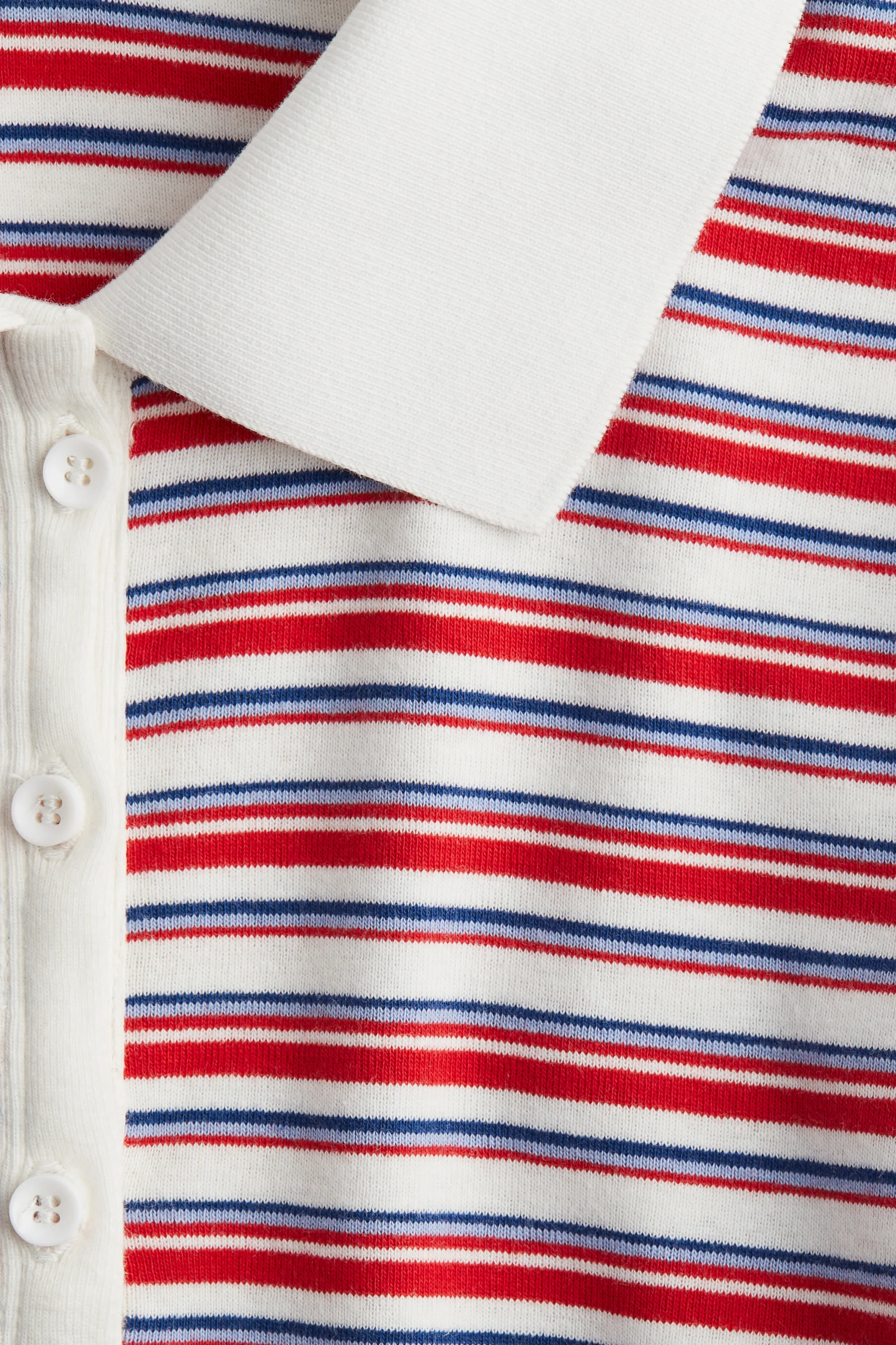 Cotton polo shirt - Rouge/rayures blanches