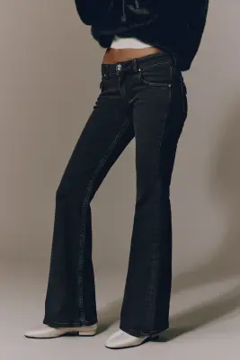 Flared Low Jeans - Noir délavé — photo 3