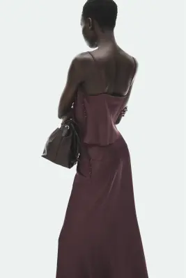 Jupe évasée avec boutons - Violet ancien foncé — photo 3