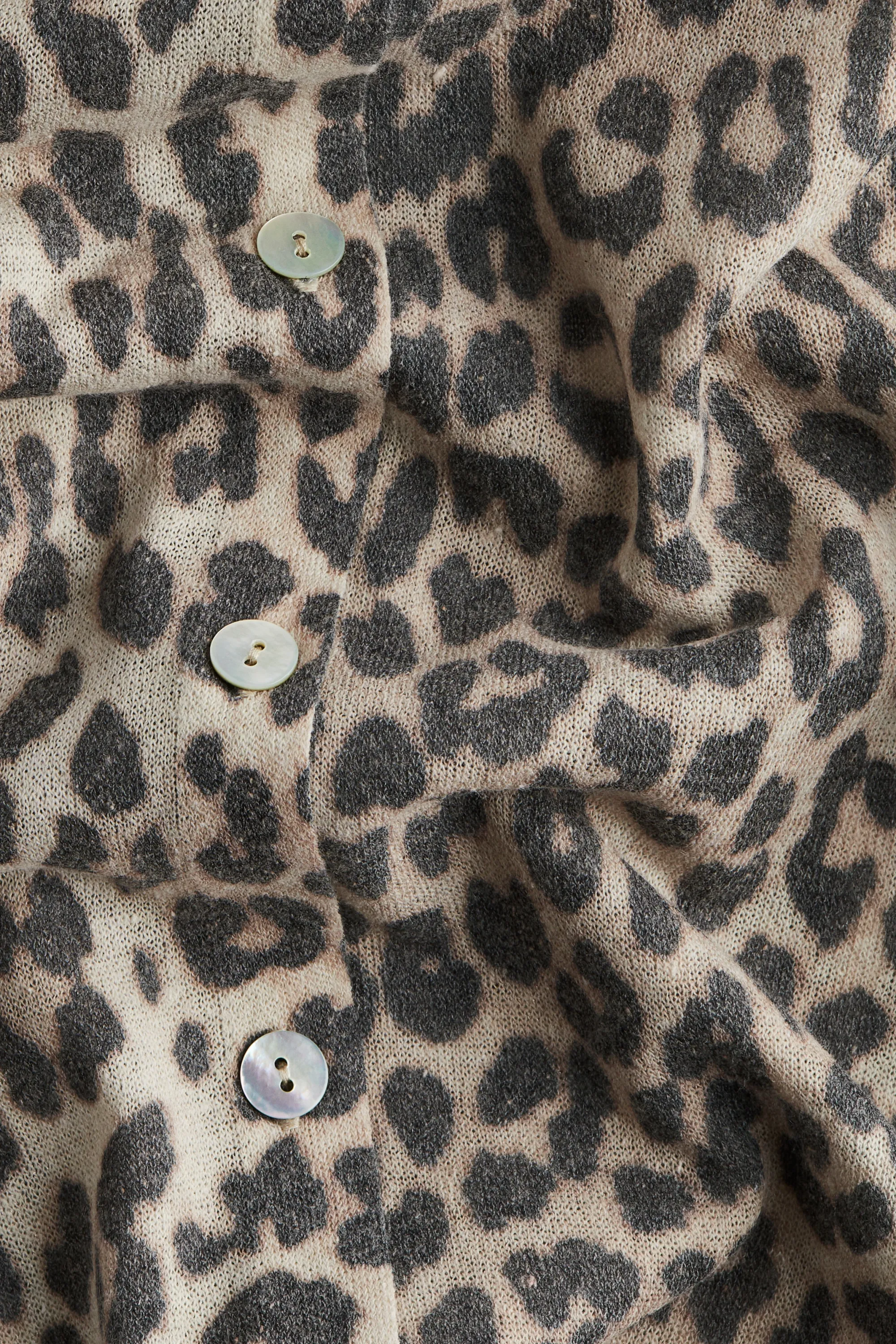 Gilet en maille fine - Beige clair/imprimé léopard