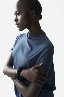 Robe asymétrique à effet drapé - Bleu foncé — photo 3