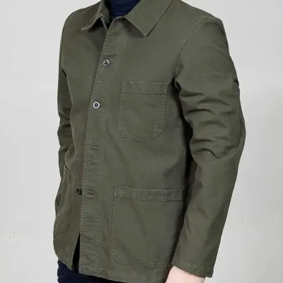 Veste de travail authentique coton bio 1G/5C - Olive — photo 4