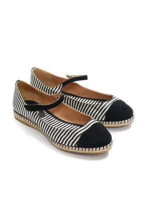Espadrilles babies SEBILLE en soie rayée noir et blanc et suède noir Px boutique 450€ Taille 38 — photo 3