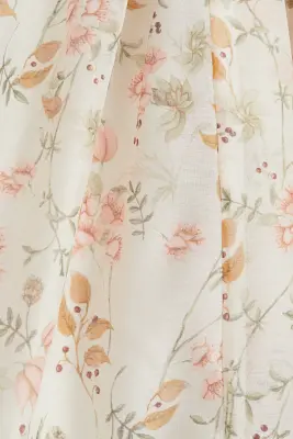Robe à manches papillon - Crème/fleuri