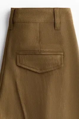 Pantalon chic en lin mélangé - Vert olive foncé — photo 5