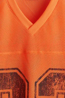 T-shirt Oversized Fit en mesh imprimé - Orange/22 — photo 2