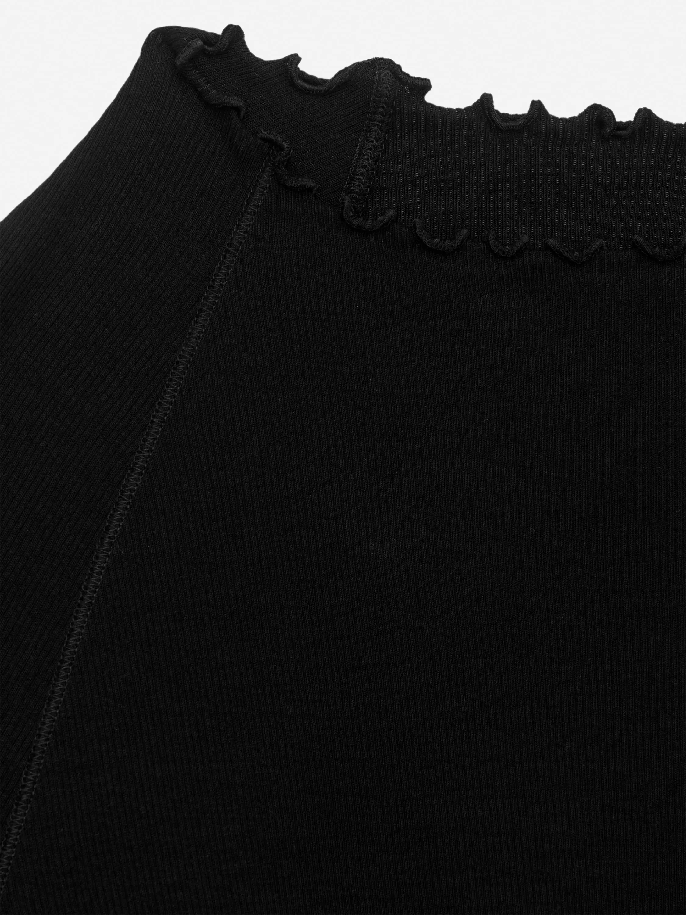 T-shirt à manches longues avec bordures roulottées - Noir