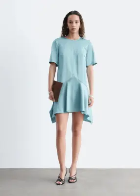 Robe courte à ourlet asymétrique - Bleu tourterelle — photo 2